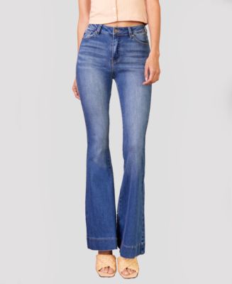 Kancan Women's High Rise Faded Stretch Flare Jeans - Macy's