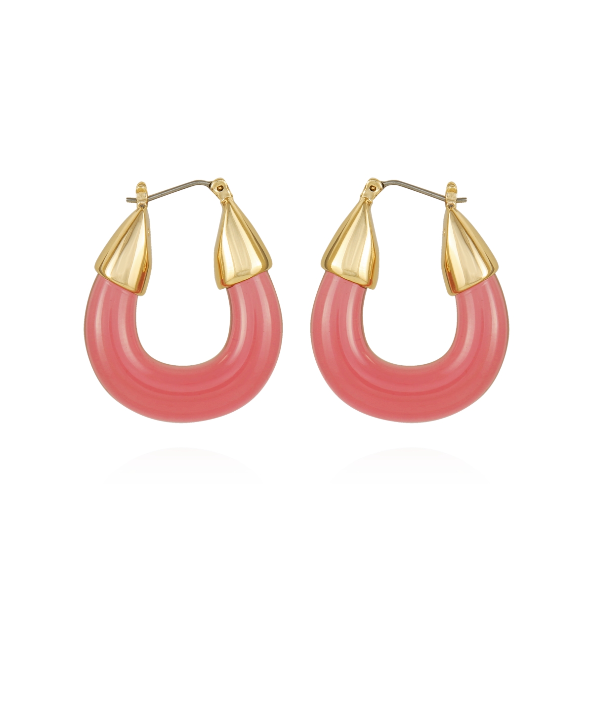 Rock Candy Hoop Earrings - Gold-Tone, Pink