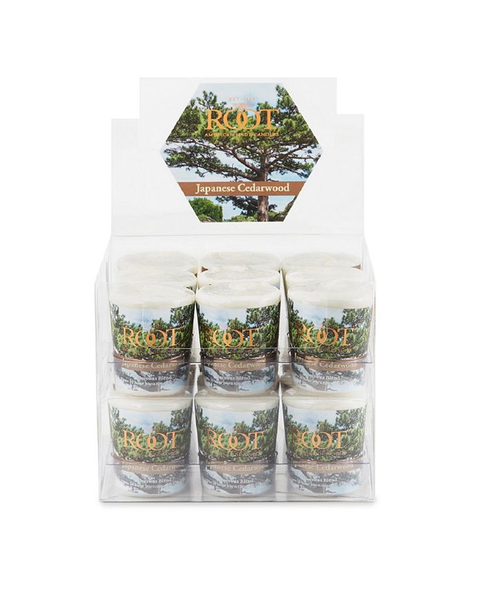 ROOT CANDLES Votive Japanese Cedar wood 20 Hour Candles Set, 18 Piece Macy's