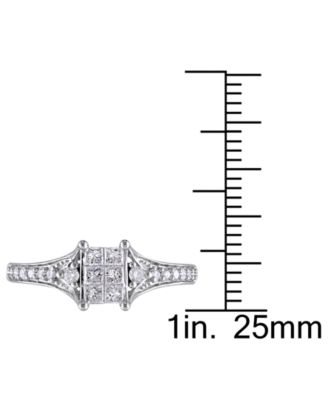 Diamond Emerald Cluster Engagement Ring (1/2 ct. t.w.) in 14k White Gold
