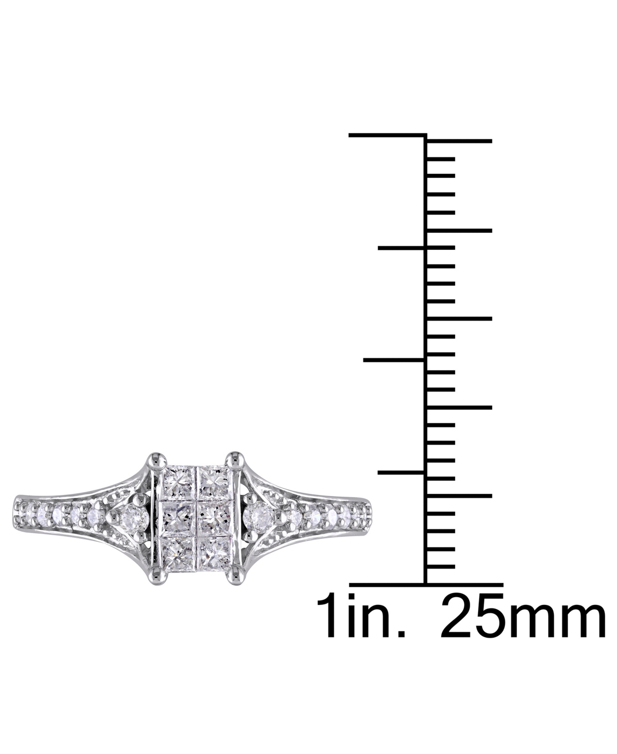 Diamond Emerald Cluster Engagement Ring (1/2 ct. t.w.) in 14k- White Gold