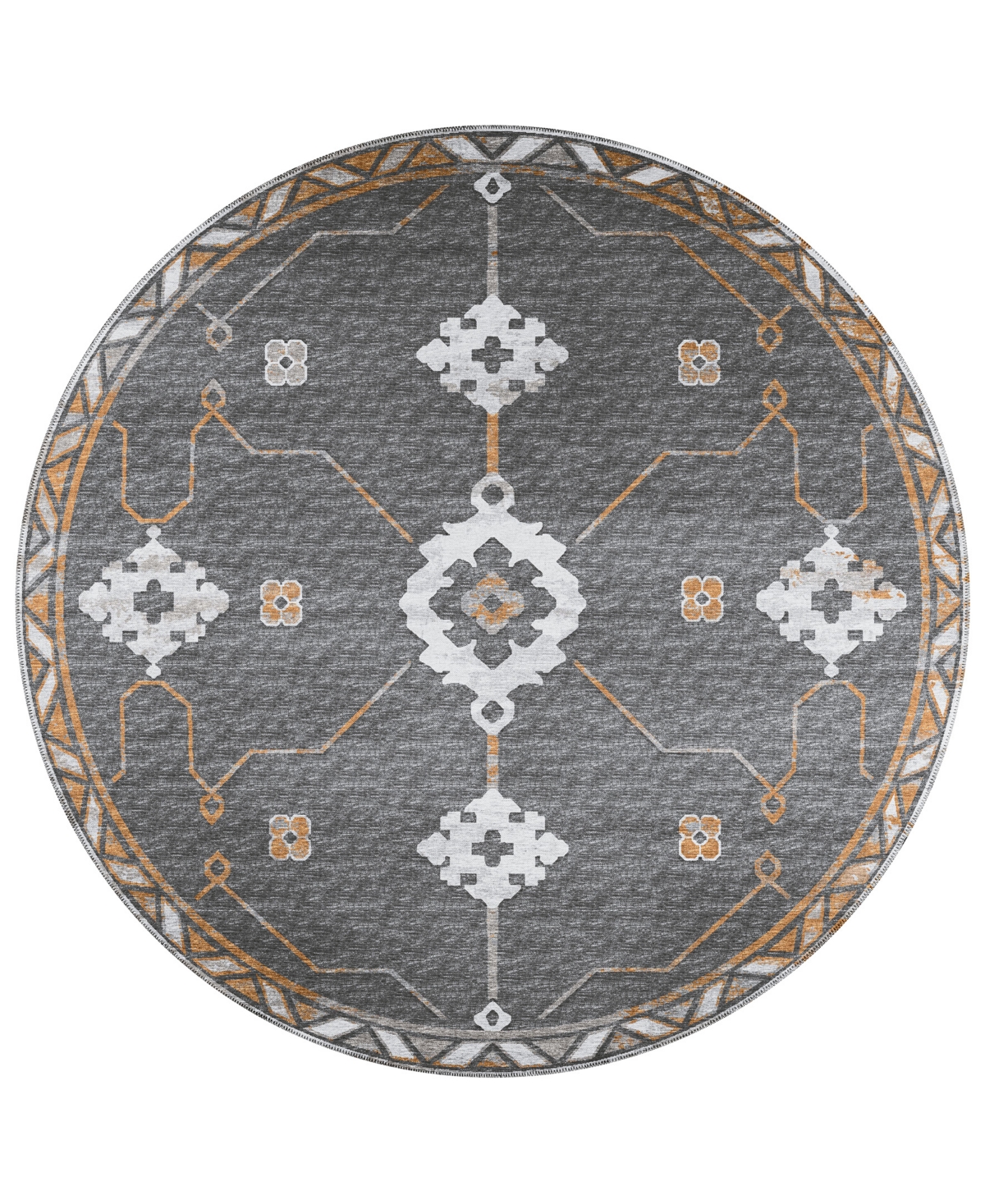 D Style Buttes BTS16 6' x 6' Round Area Rug - Charcoal