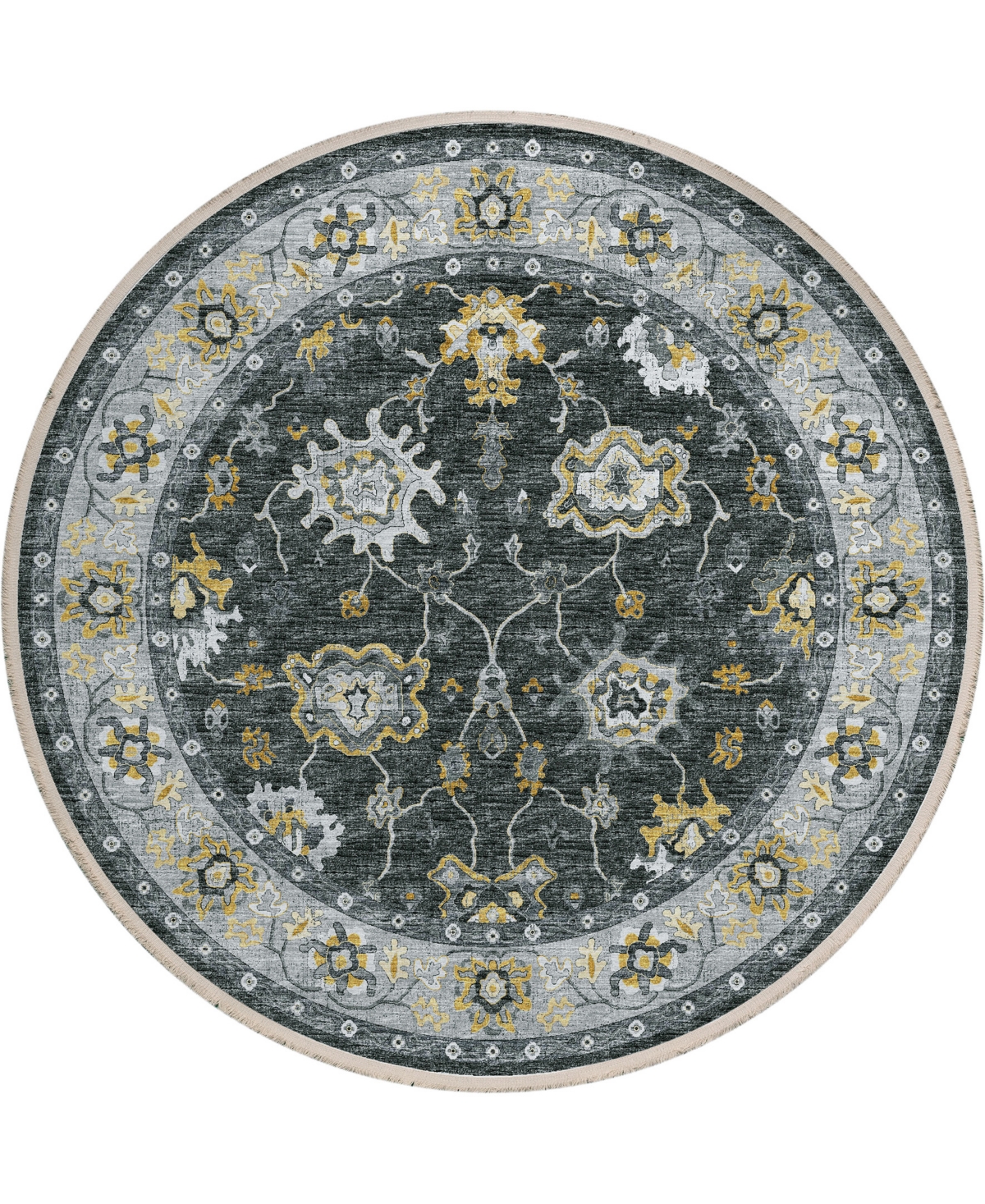 D Style Ionic IOC6 8' x 8' Round Area Rug - Midnight