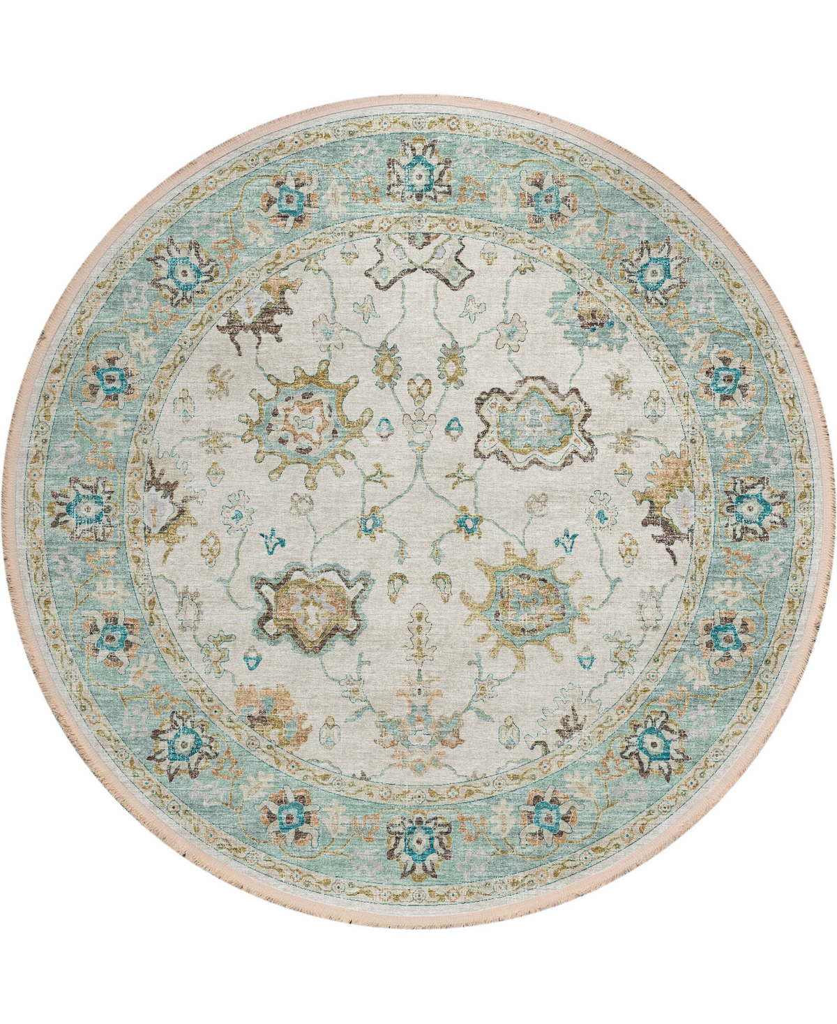 D Style Ionic IOC6 8' x 8' Round Area Rug - Ivory