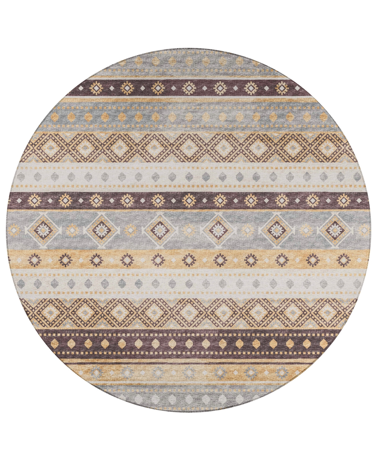 D Style Buttes BTS12 8' x 8' Round Area Rug - Gold Tone