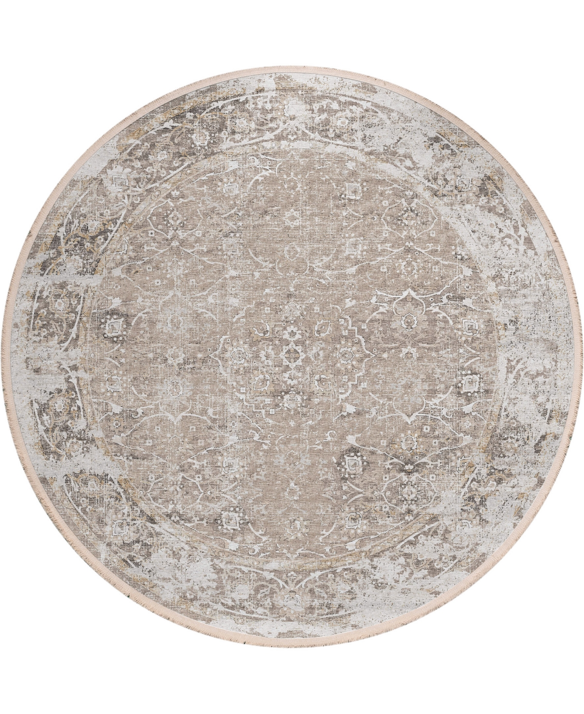 D Style Ionic IOC2 6' x 6' Round Area Rug - Taupe
