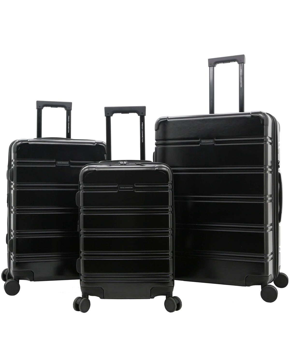 French Connection Conrad Expandable Rolling Hardside Luggage Set, 3 Piece In Black