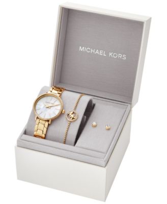 Women's Pyper Two-Hand Gold-Tone Stainless Steel Bracelet Watch 32mm and Earrings Set, 3 Pieces