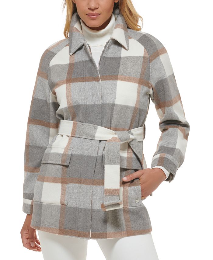 Calvin Klein Women's Belted Shirt Jacket, Created for Macy's & Reviews