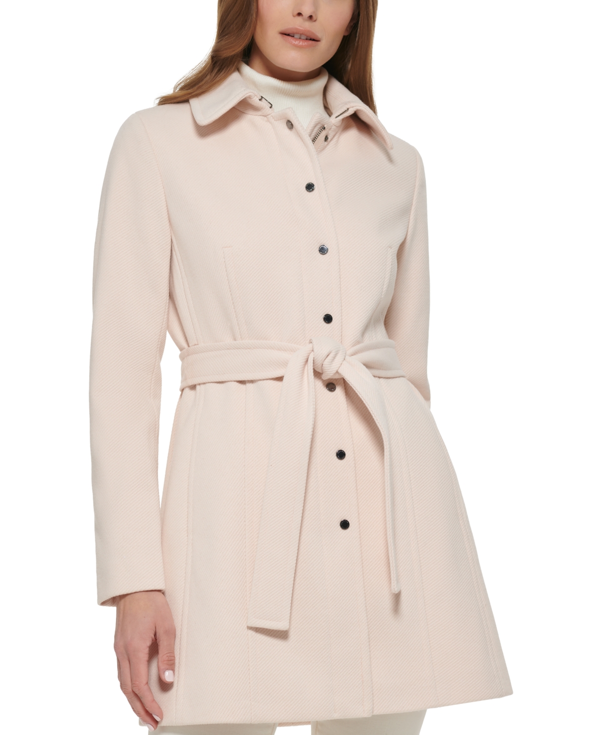 Calvin Klein Women's Snap Zipper Club-Collar Coat
