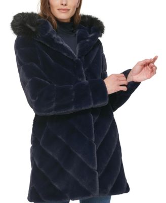 Calvin Klein Women s Hooded Faux Fur Coat Macy s