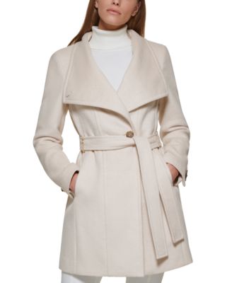 Calvin Klein Women's Asymmetrical Belted Wrap Coat, Created for Macy's