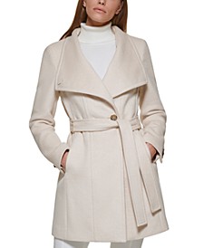 Women's Asymmetrical Belted Wrap Coat, Created for Macy's