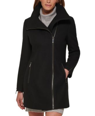 Calvin Klein Women s Petite Asymmetric Zipper Coat Macy s