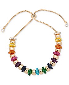 Gold-Tone Multicolor Pavé & Bead Slider Bracelet