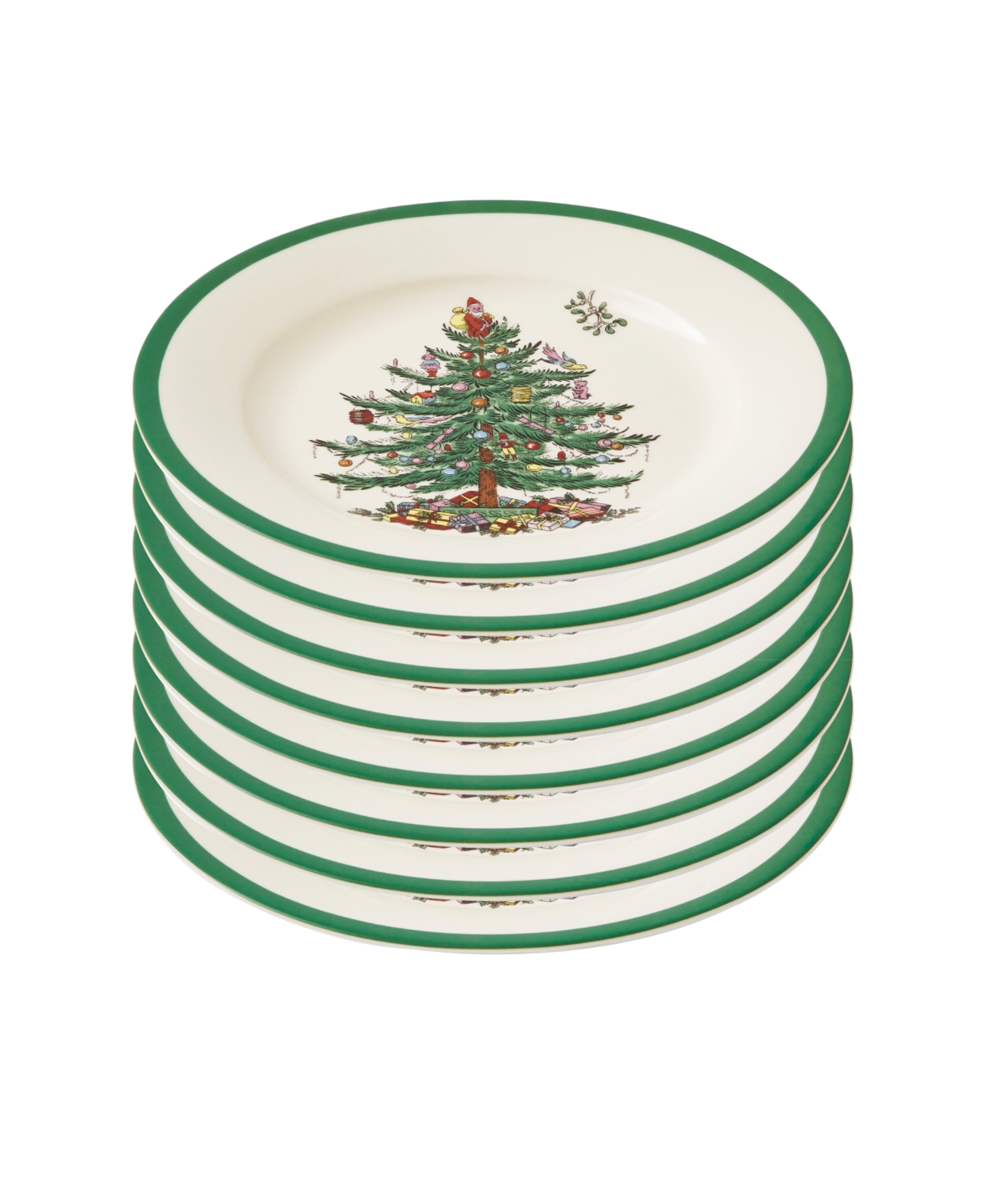 Spode Christmas Tree Salad Plate Set Of 8 In Green