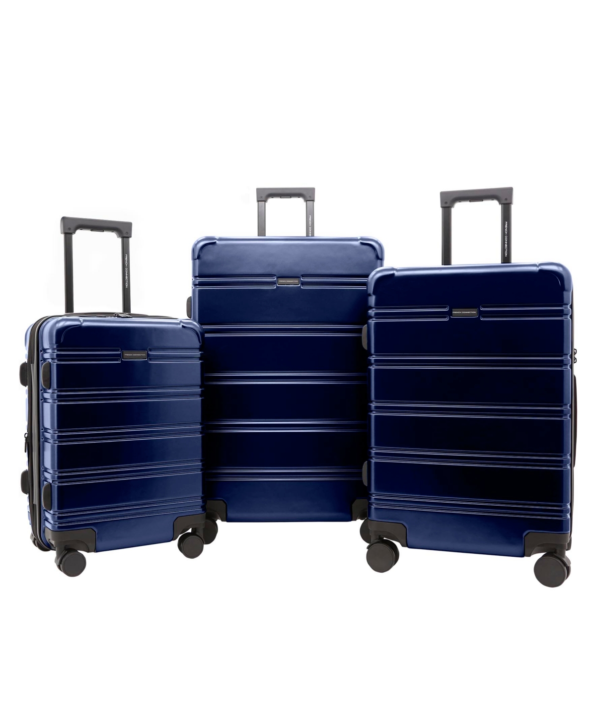 French Connection Conrad Expandable Rolling Hardside Luggage Set, 3 Piece In Navy
