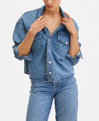 MANGO Short-Sleeved Denim Shirt