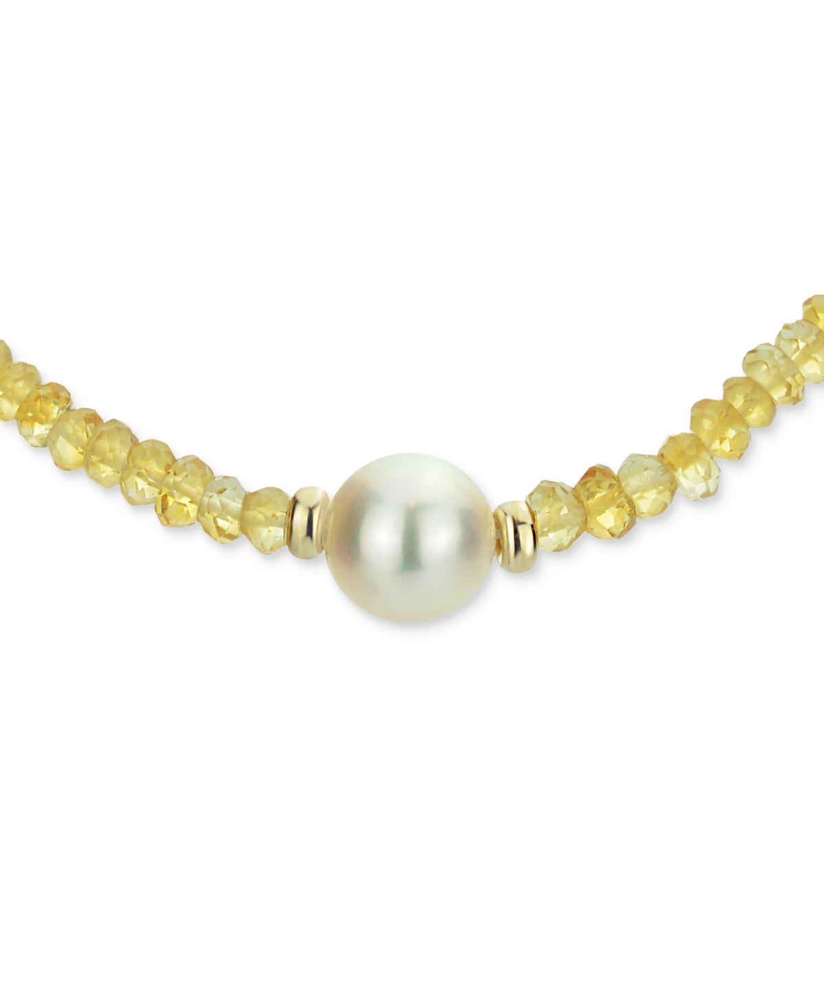 Gemstone and Cultured Pearl (9-10 mm) Strand Necklace in 14k Yellow Gold (Available in Ruby (80-1/2 ct. t.w), Sapphire (80-1/2 ct. t.w.), Emerald (80