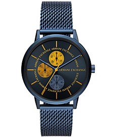 Men's Multifunction Blue Stainless Steel Bracelet Watch, 42mm