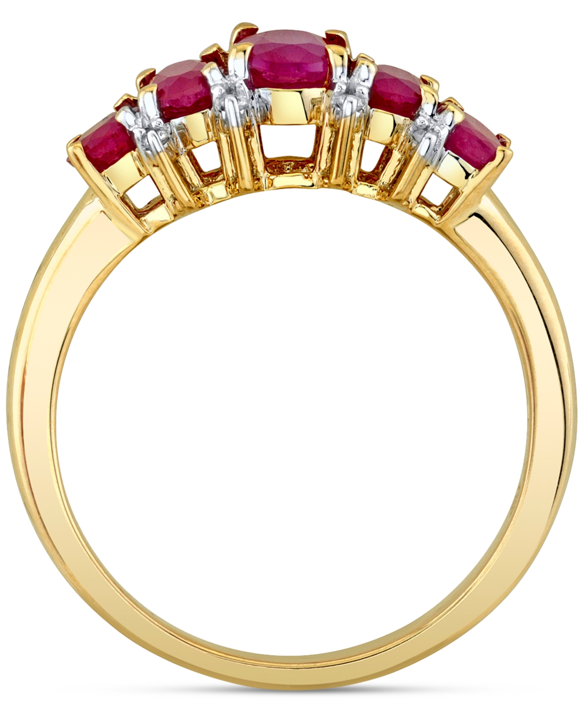 (1-3/4 ct. t.w.) & Diamond (1/20 ct. t.w.) Oval Cluster Ring in 10k Gold - Ruby