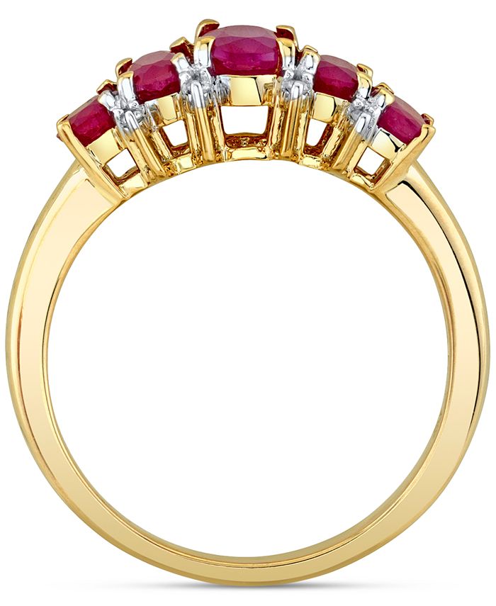 Macy's Ruby (1-3/4 ct. t.w.) & Diamond (1/20 ct. t.w.) Oval Cluster ...