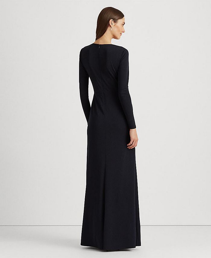 Lauren Ralph Lauren Women's Twist-Front Long-Sleeve A-Line Jersey Gown ...