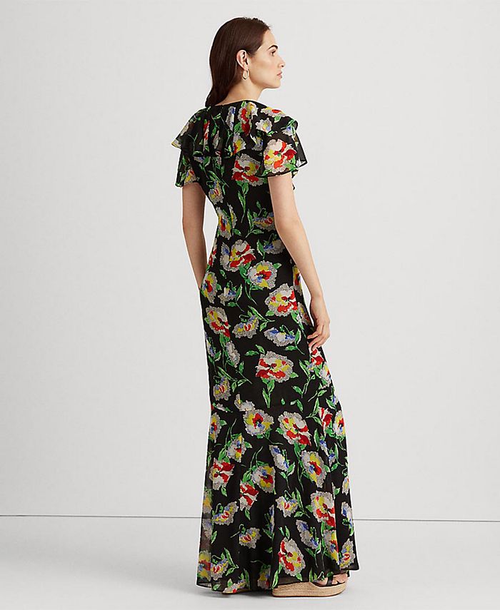 Lauren Ralph Lauren Crinkled Georgette Gown - Macy's