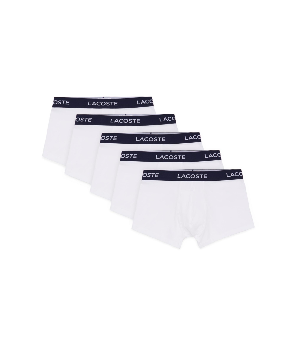 Lacoste Men's 5 Pack Cotton Trunk Underwear In White