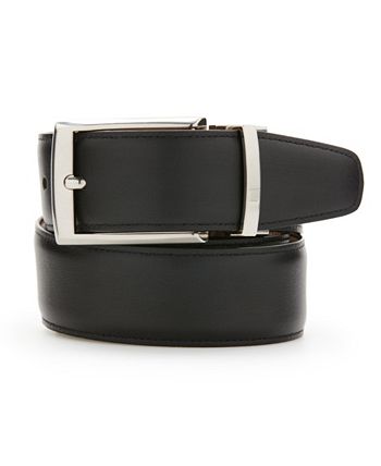 Black & Silver Leather Suit Belt With a Sectioned Buckle