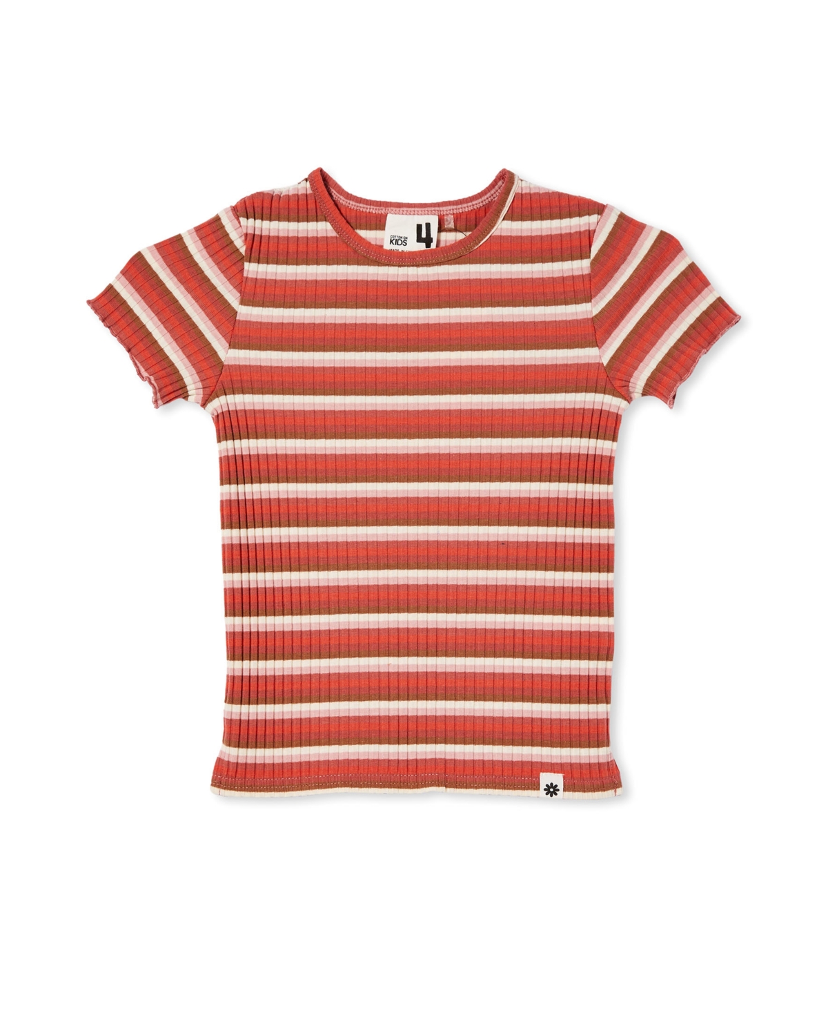Cotton On Little Girls Amelia Short Sleeve T-shirt In Brown Stripe