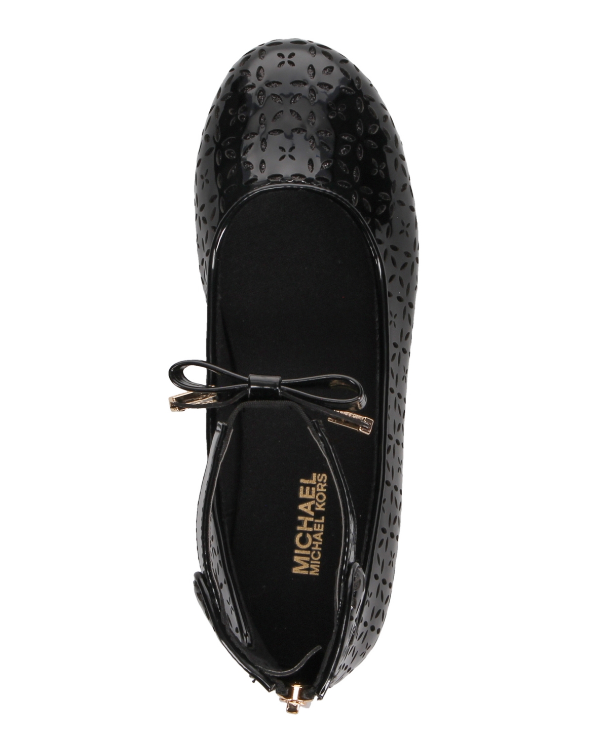 Michael Kors Little Girls Kenyah Garcia Signature Logo Charm Ballet Flats - Black-T