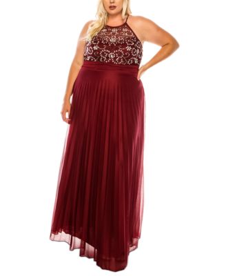 B Darlin - Trendy Plus Size Beaded-Bodice Gown