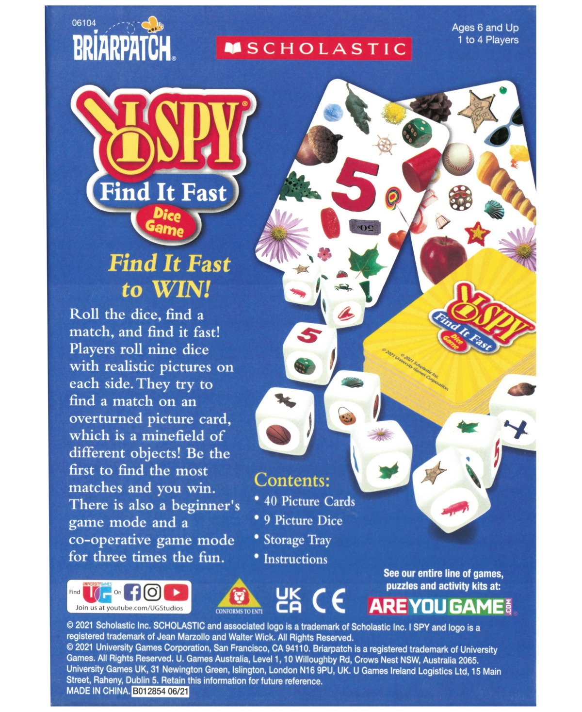 Shop Briarpatch I Spy Find It Fast Dice Game Set, 51 Piece In Multi
