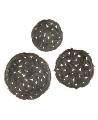Rossi Feather Painted Round Wall Decor, 3 Piece