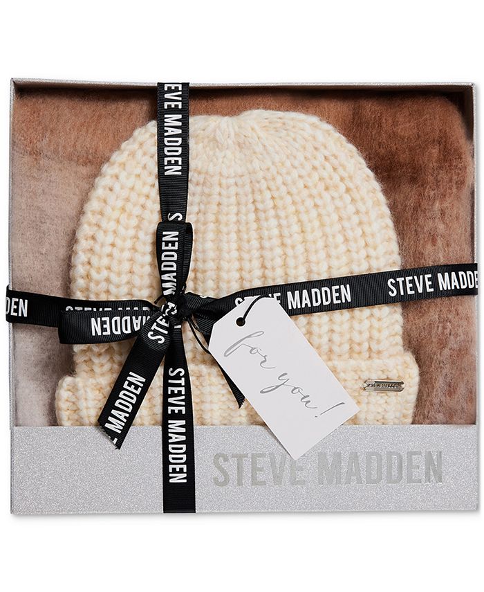 Steve Madden Brushed Beanie & Scarf Boxed Gift Set - Macy's