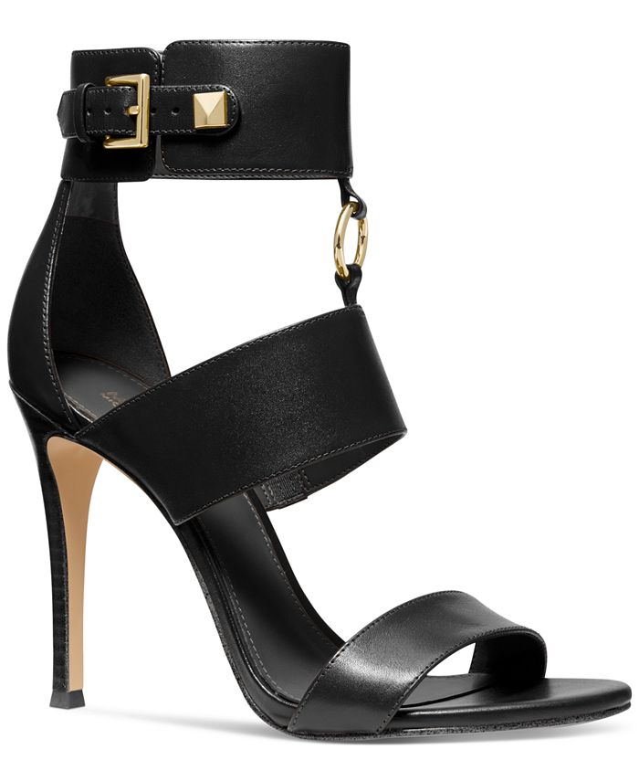  Michael Michael Kors Womens Ava Ankle Strap Dress Sandals  Black 10 Medium (B,M)