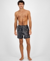 I.n.c. International Concepts Men's Ocelot Volley Swim Trunks, Created for Macy's - Deep Black
