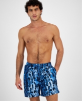 I.n.c. International Concepts Men's Ocelot Volley Swim Trunks, Created for Macy's - French Blu Comb