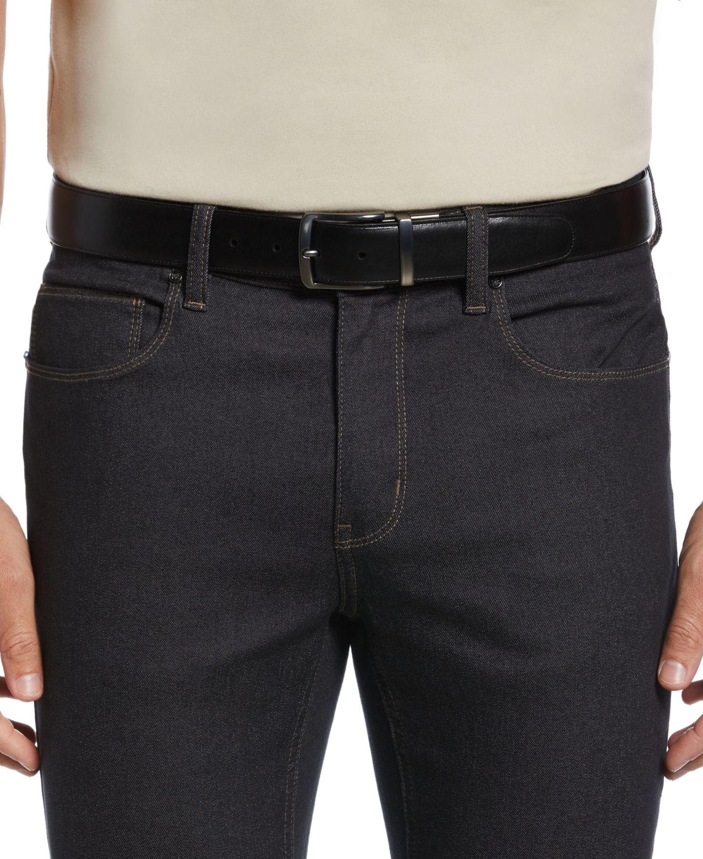 Мужской ремень Perry Ellis Portfolio Reversible Leather-Blend Belt, цвет: Светло-коричневый — фото 5