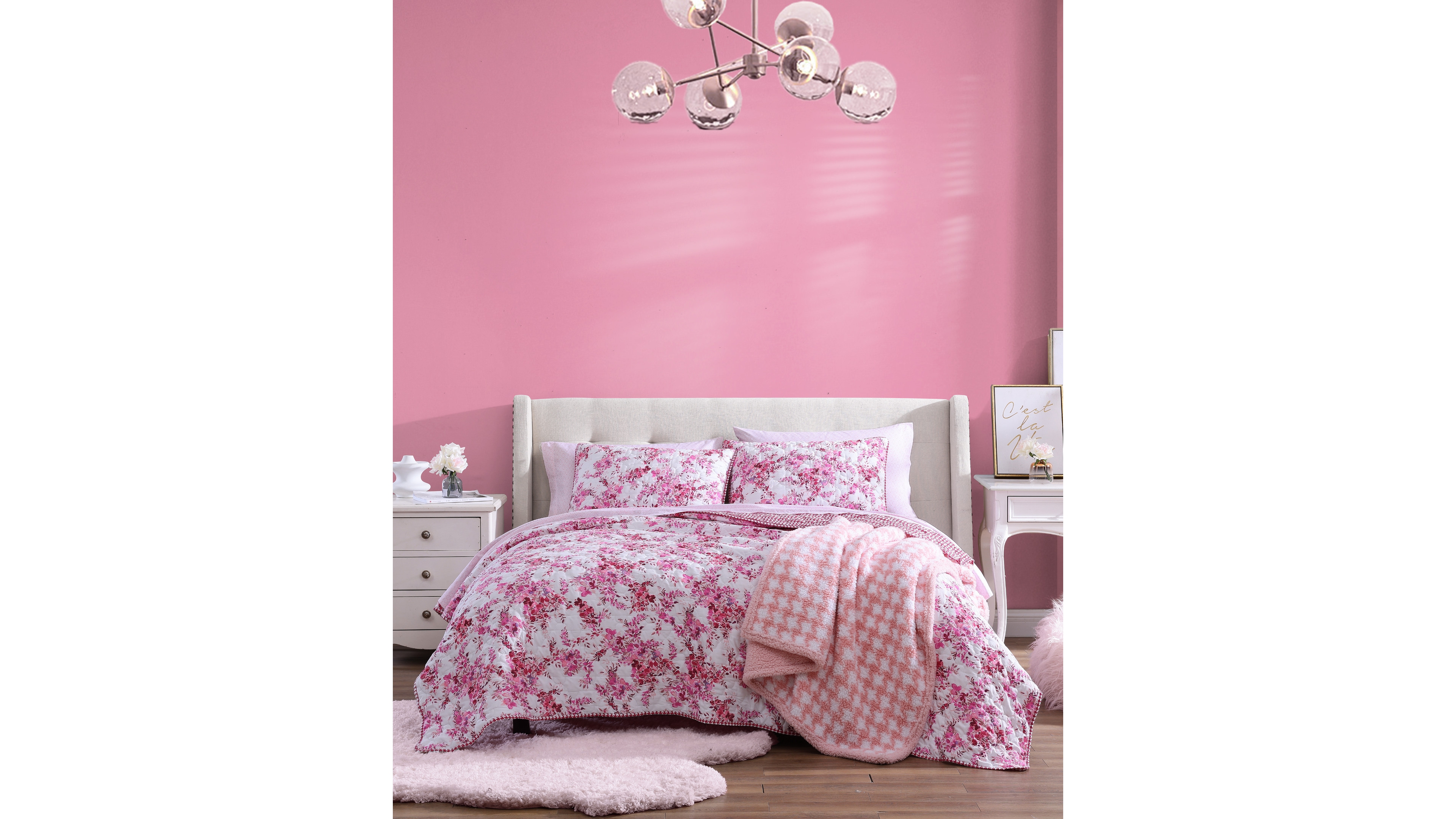 Betsey Johnson 2 Piece Floral Vineyard Quilt Set, Twin