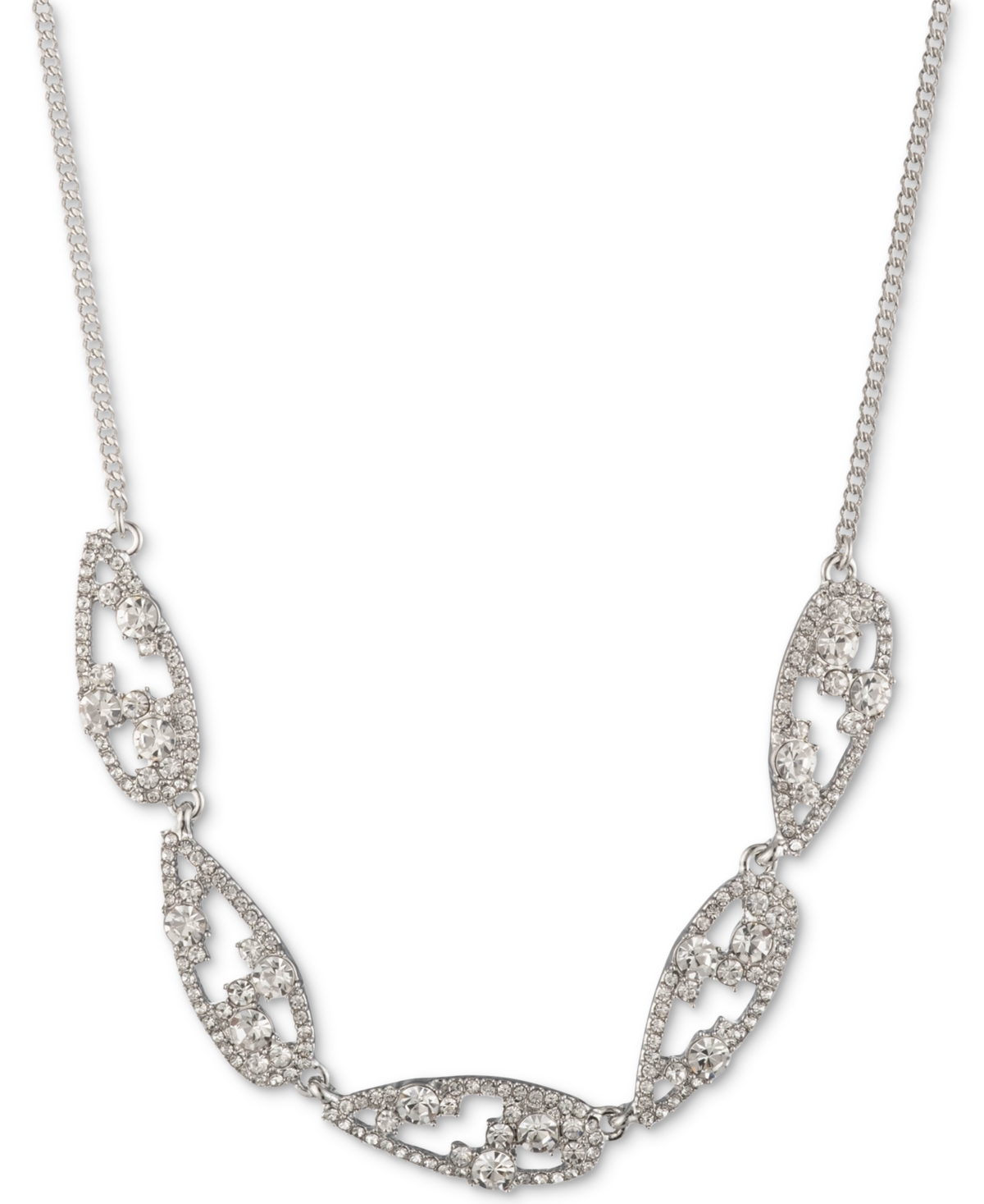 Givenchy Silver-Tone Crystal Pear-Shape Statement Necklace, 16" + 3" extender