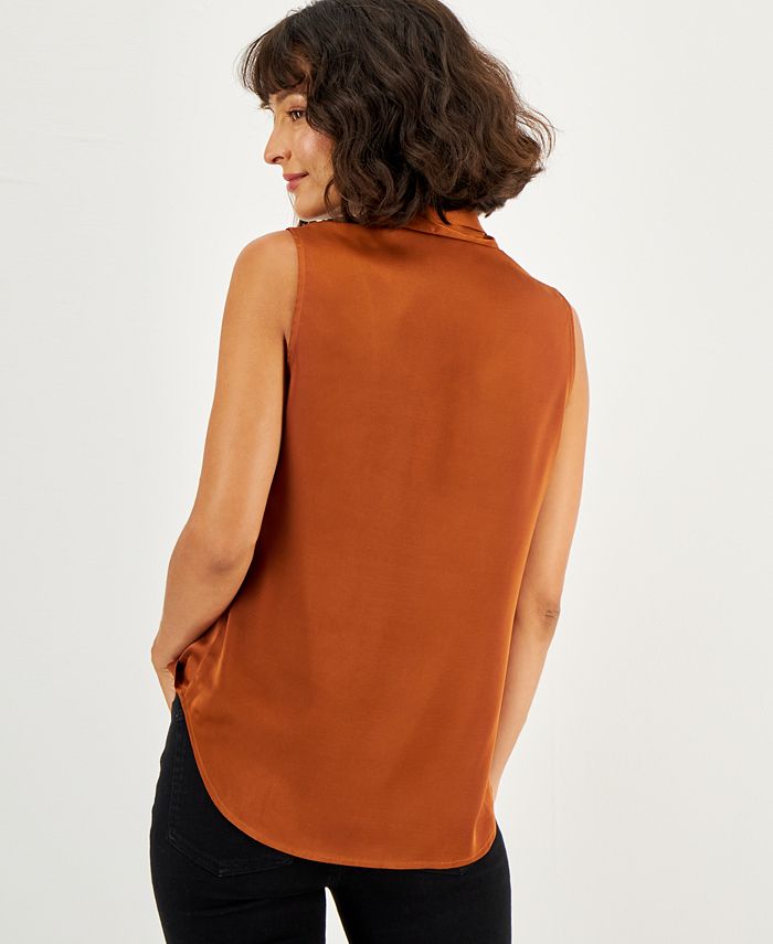 sleeveless bow tie blouse