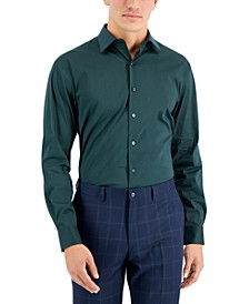 Men's Regular Fit 2-Way Stretch Stain Resistant Medallion Print Dress Shirt, Created for Macy's 