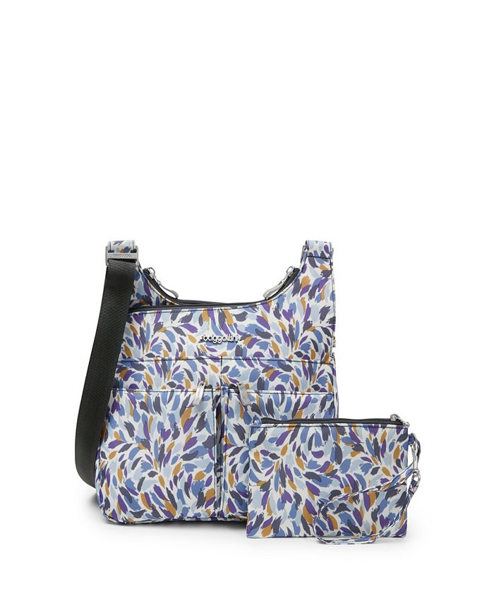 Baggallini Cross Over Sac Bandoulière RFID - Protection Anti-Vol, Léger Imperméable, Pacific