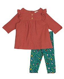 Baby Girls Thermal Top with Printed Legging, 2-Piece Set