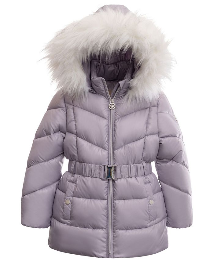 Michael Kors Toddler and Little Girls Heavy Weight Belted Jacket - Macy's