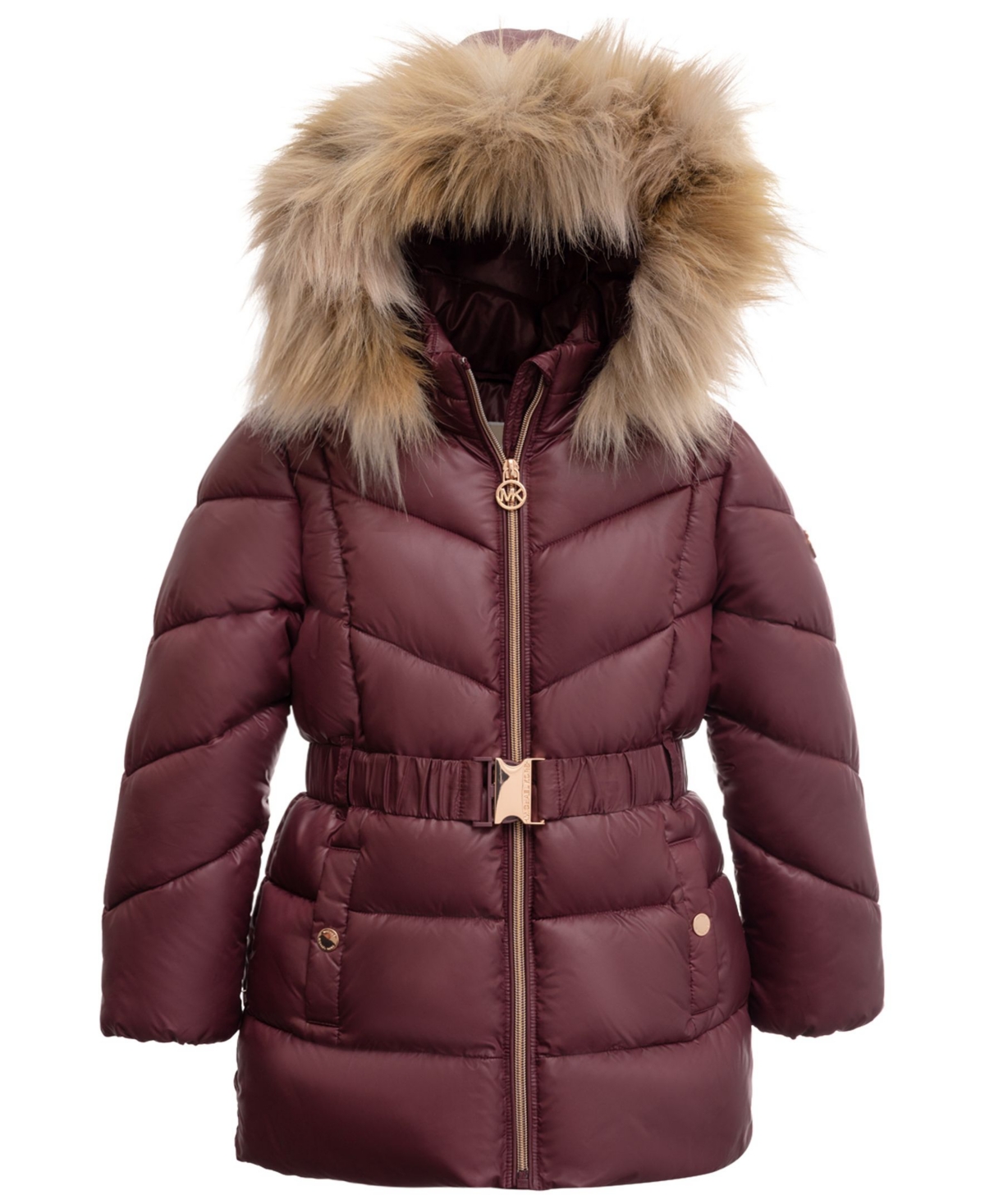 Shop Michael Kors Toddler And Little Girls Heavy Weight Belted Jacket In Wine
