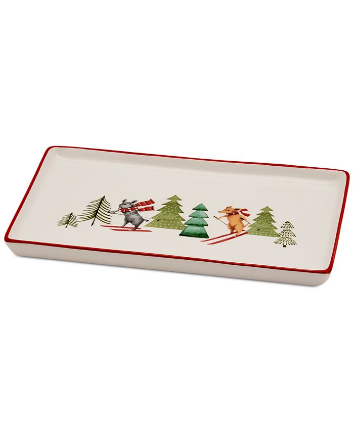 Tabletops Unlimited Furry Christmas Dog Small Rectangular Tray Macy's