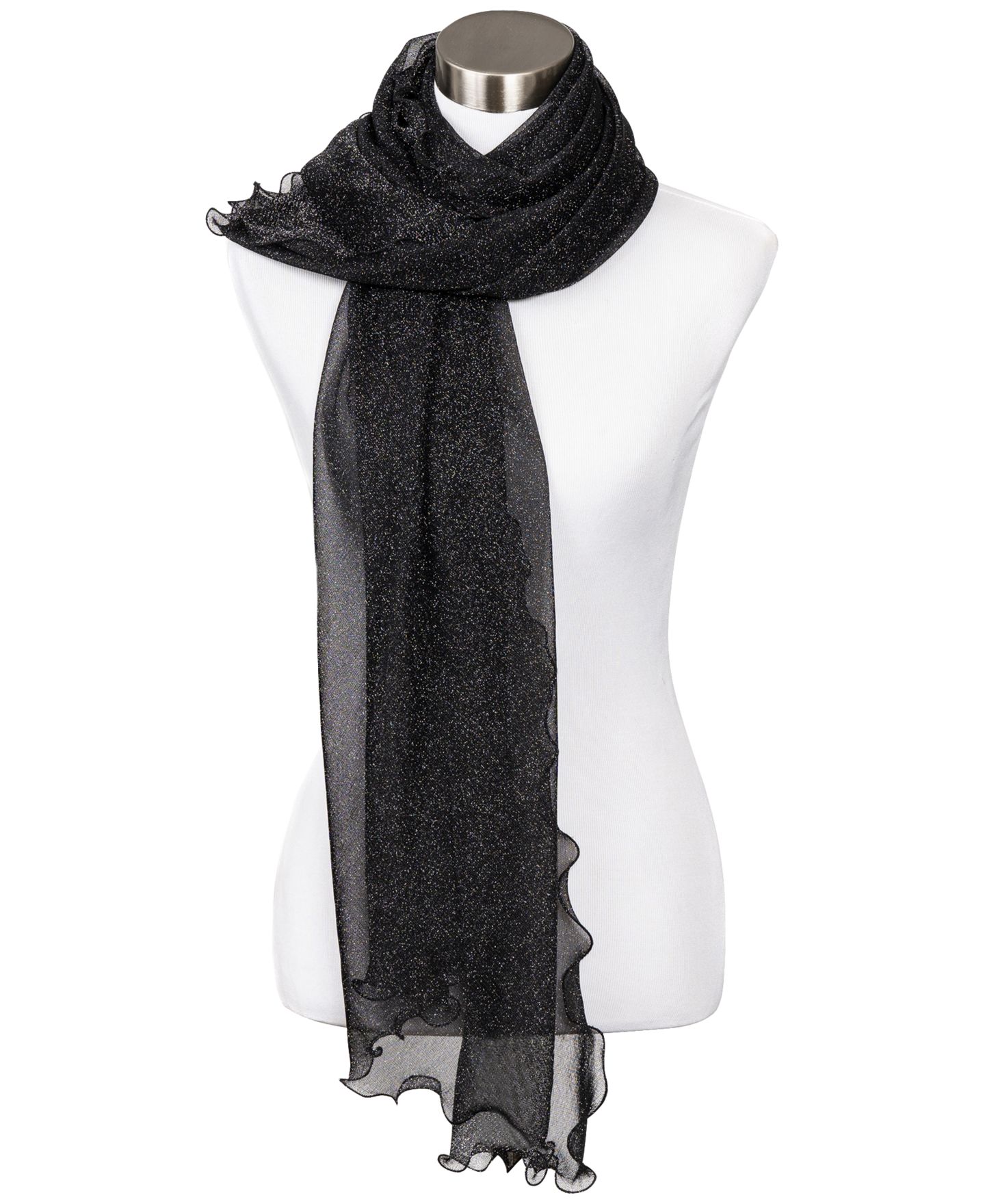 Женские аксессуары I.N.C. International Concepts Ruffle-Edge Metallic Evening Wrap, цвет: Чёрный — фото 5